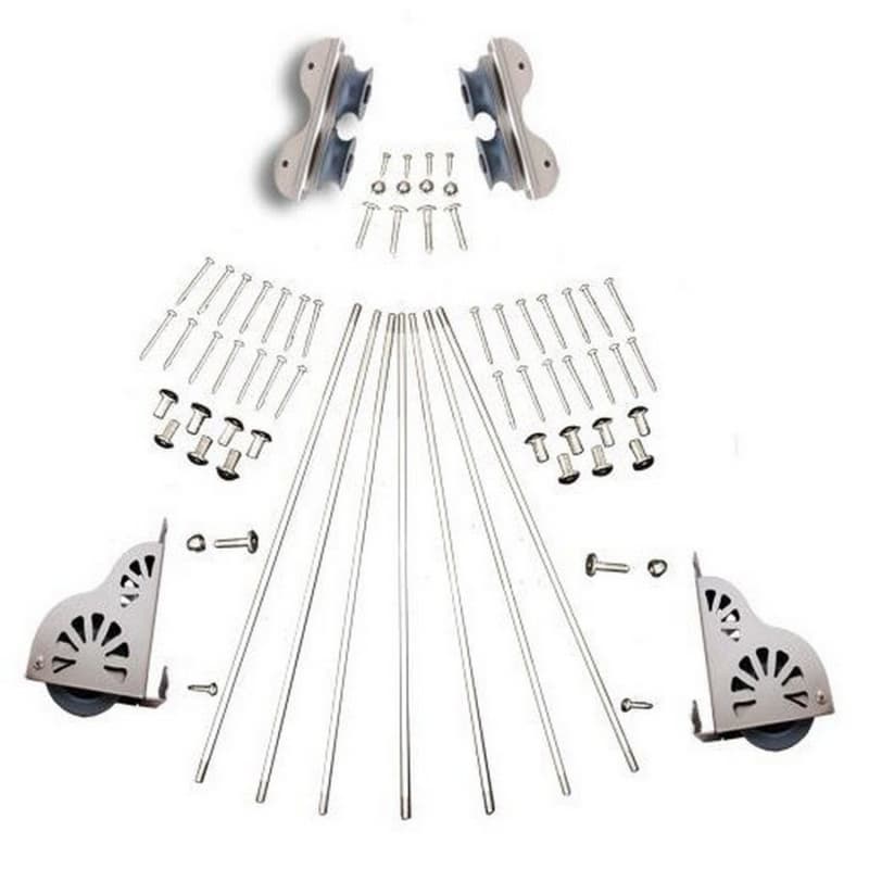 Rolling Hardware Kit with Break for 16" Wide Library Ladder, Satin Nickel Finish