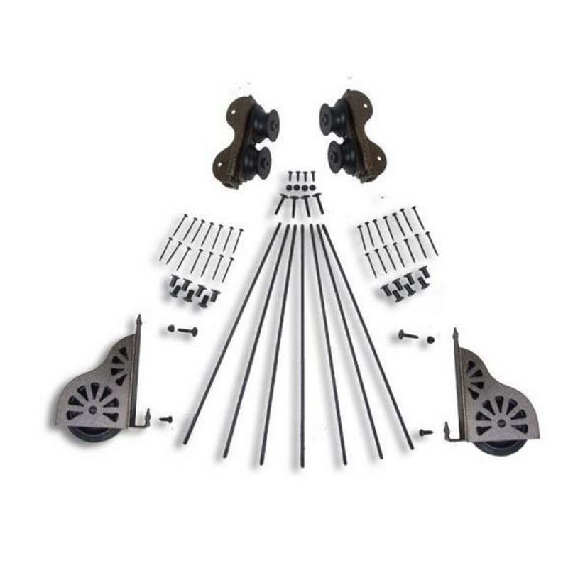 Rolling Hardware Kit with Break for 16" Wide Library Ladder, Hammered Antique Brass Finish