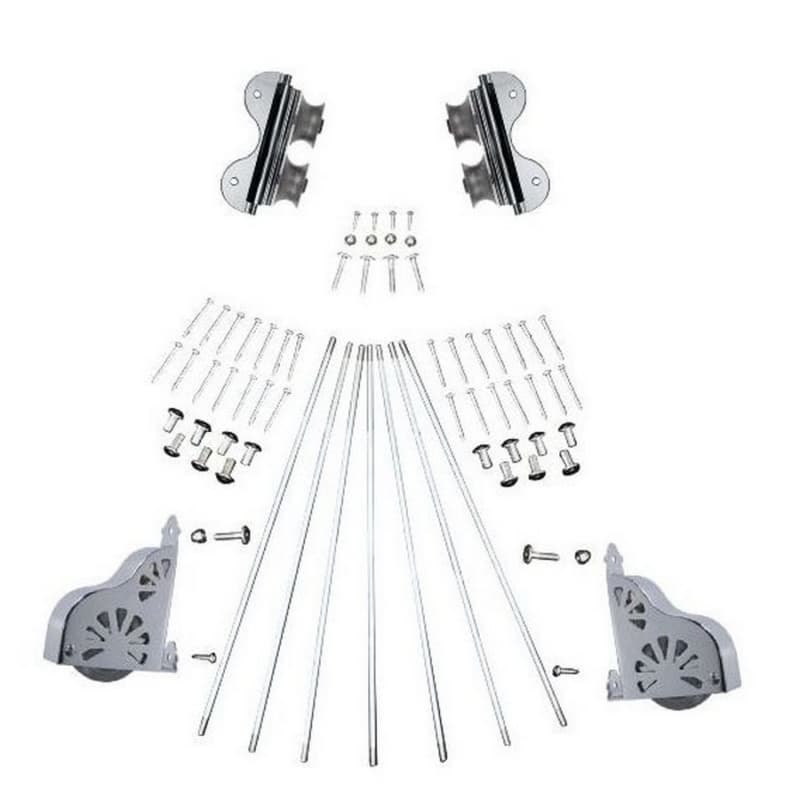 Rolling Hardware Kit with Break for 16" Wide Library Ladder, Polished Chrome Finish