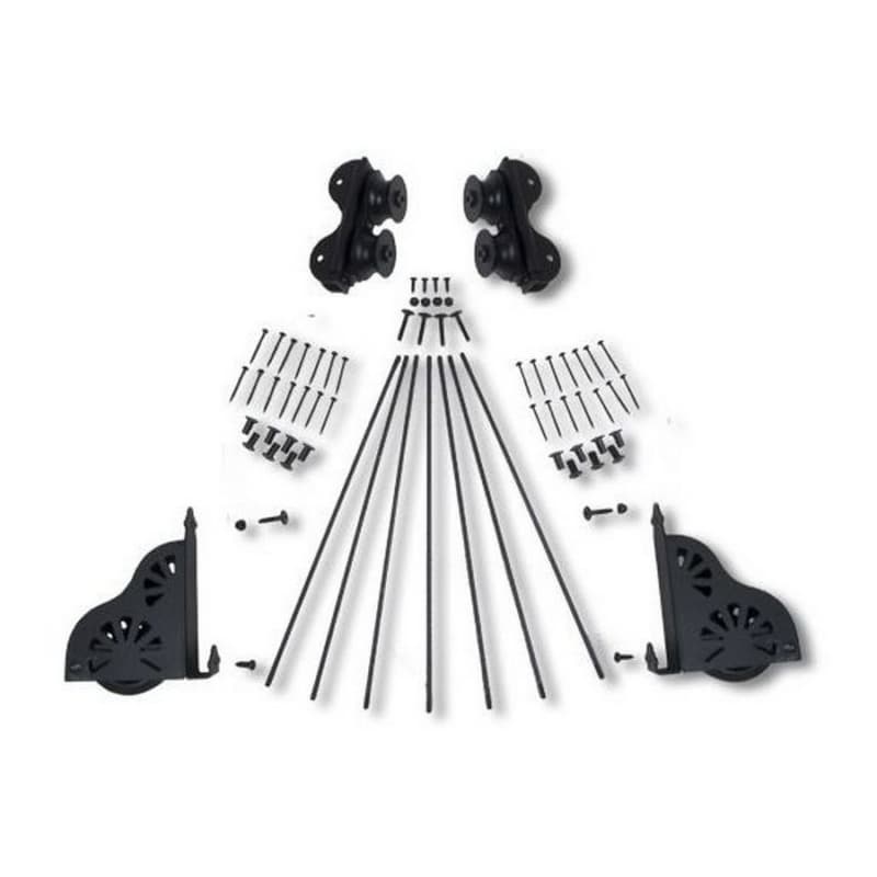 Rolling Hardware Kit with Break for 16" Wide Library Ladder, Black Finish