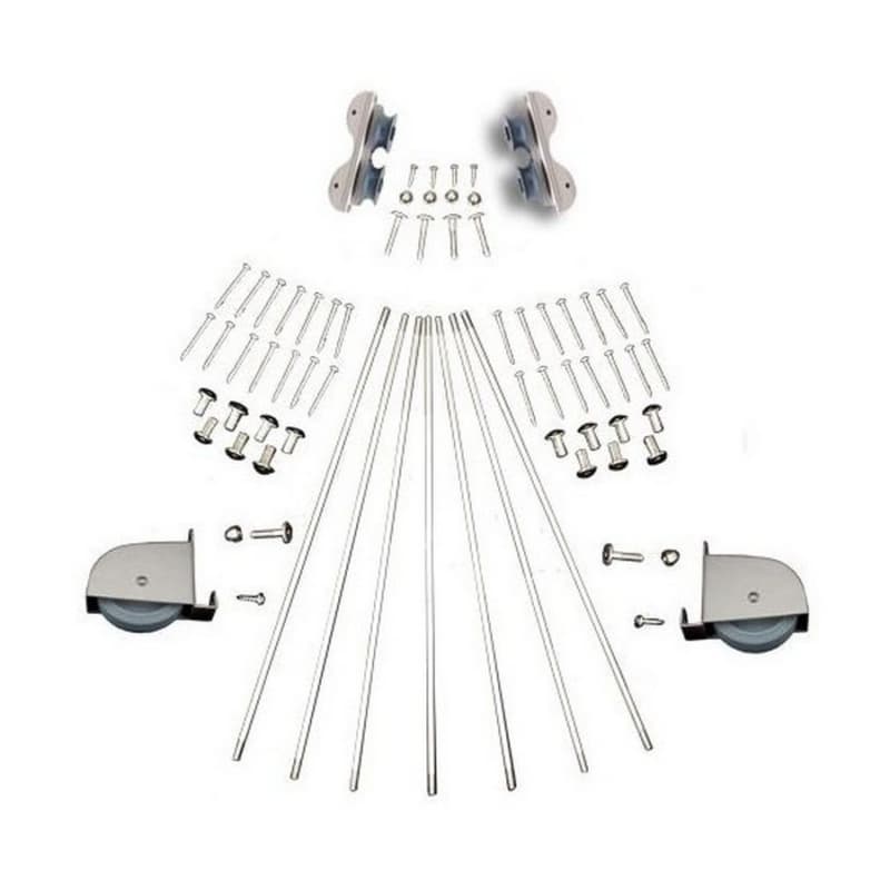 Contemporary Rolling Hardware Kit for 16" Wide Library Ladder, Satin Nickel Finish