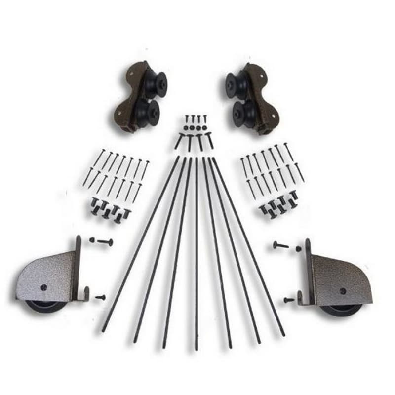 Contemporary Rolling Hardware Kit for 16" Wide Library Ladder, Hammered Antique Brass Finish