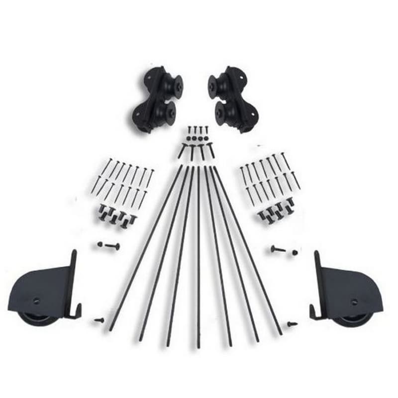 Contemporary Rolling Hardware Kit for 16" Wide Library Ladder, Black Finish