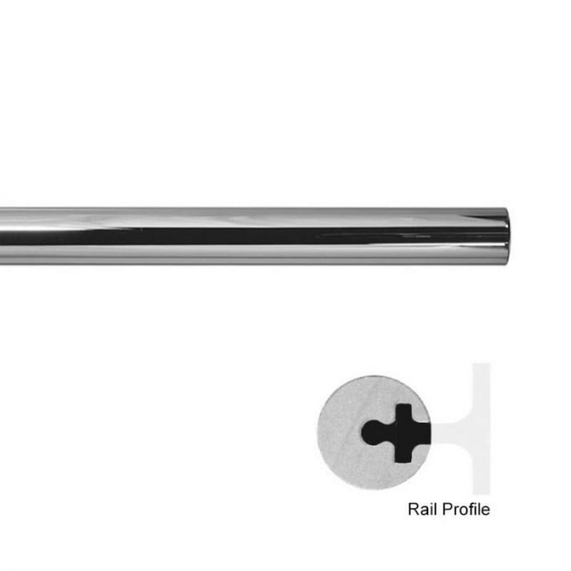 72" Extension Rail for Rolling Library Ladder, Polished Chrome Finish