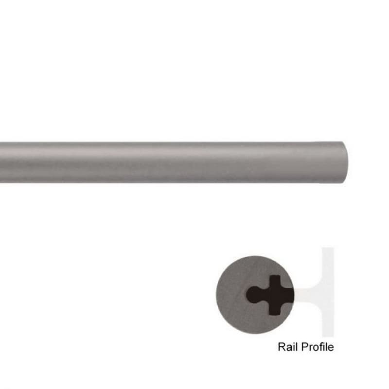 96" Extension Rail for Rolling Library Ladder, Satin Nickel Finish