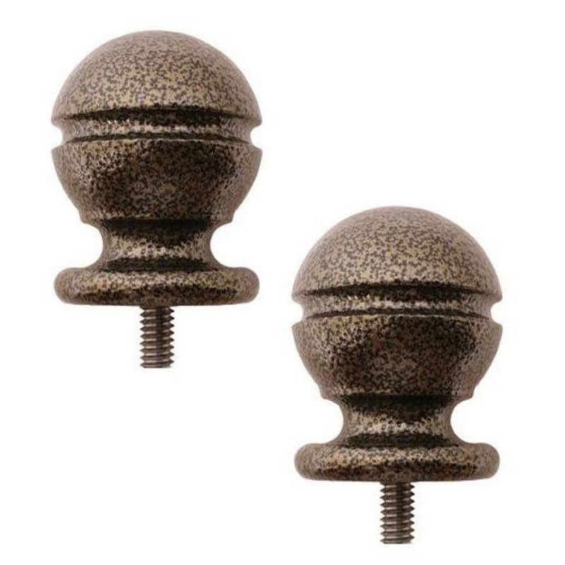 Rail End Cap Kit with 1-1/2" Ball, Hammered Antique Brass Finish