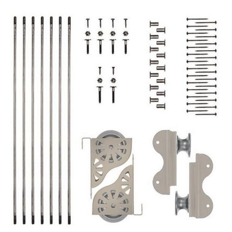 Rolling Hook Ladder Hardware Kit for 16" Wide Library Ladder, Satin Nickel Finish
