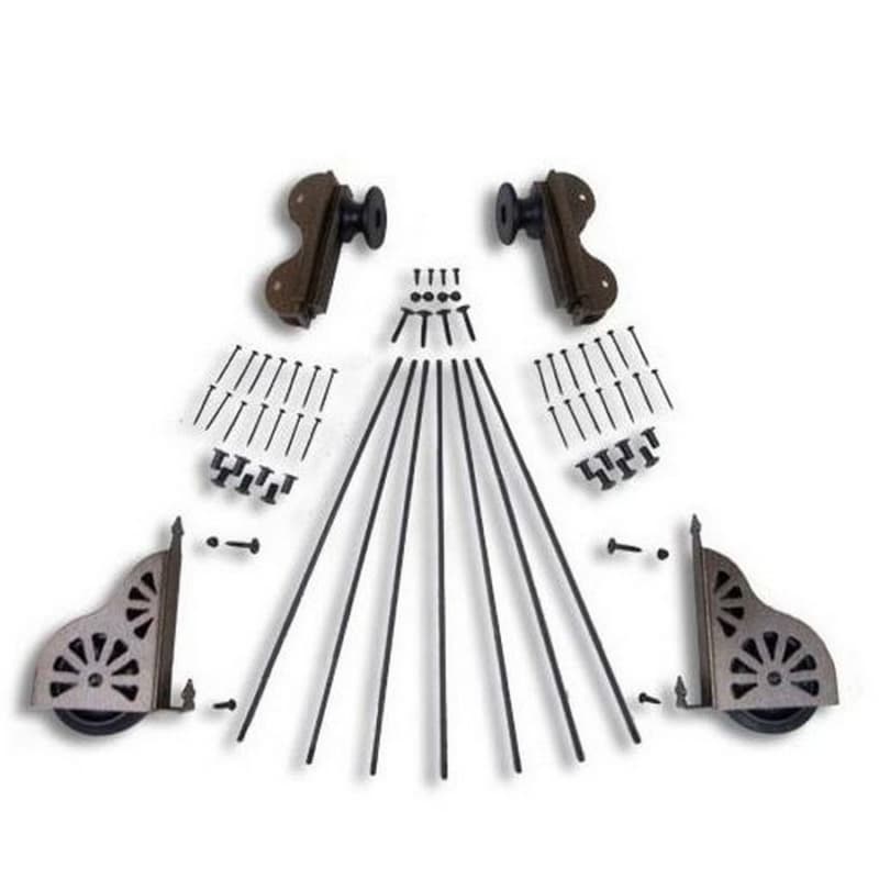 Rolling Hook Ladder Hardware Kit for 16" Wide Library Ladder, Hammered Antique Brass Finish