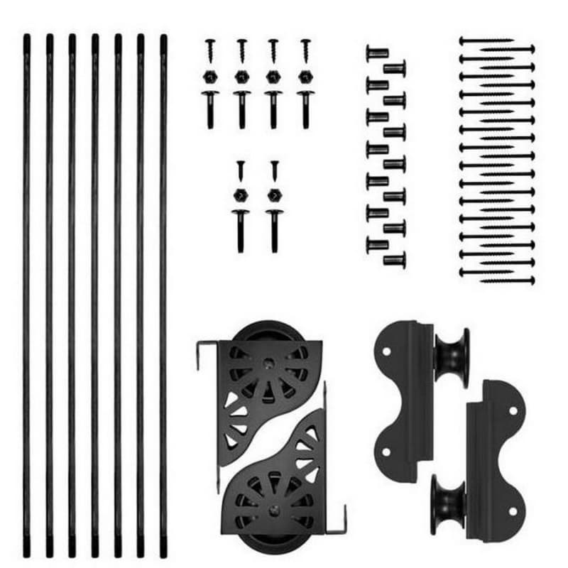 Rolling Hook Ladder Hardware Kit for 16" Wide Library Ladder, Black Finish