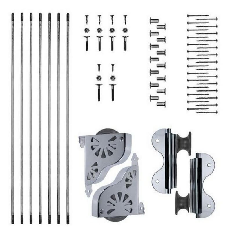 Rolling Hook Ladder Hardware Kit with Brake for 20" Wide Library Ladder, Polished Chrome Finish