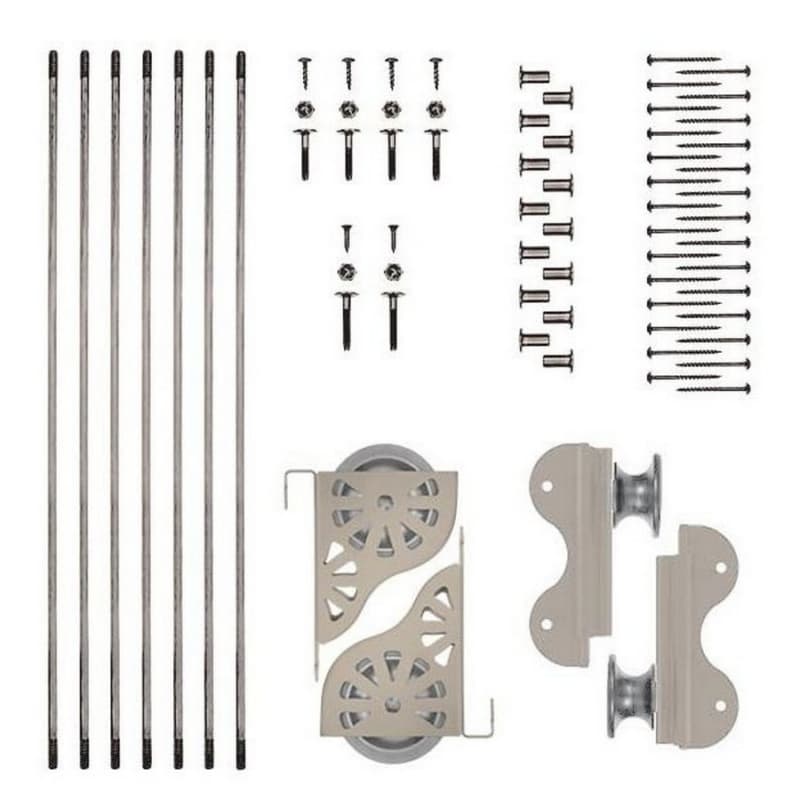 Rolling Hook Ladder Hardware Kit with Brake for 16" Wide Library Ladder, Satin Nickel Finish