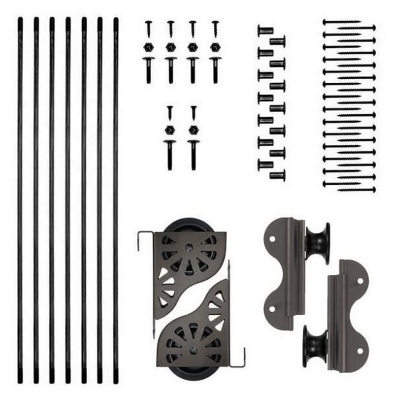 Rolling Hook Ladder Hardware Kit with Brake for 16" Wide Library Ladder, Oil Rubbed Bronze Finish