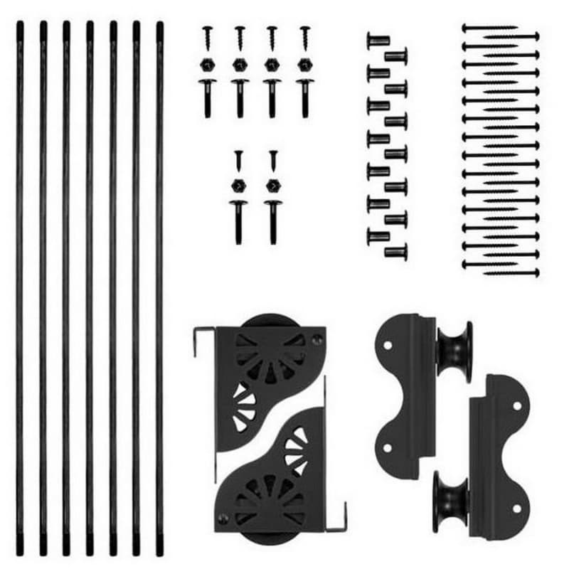 Rolling Hook Ladder Hardware Kit with Brake for 16" Wide Library Ladder, Black Finish