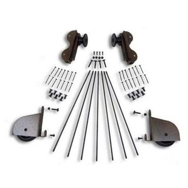 Contemporary Rolling Hook Ladder Hardware Kit for 16" Wide Library Ladder, Hammered Antique Brass Finish