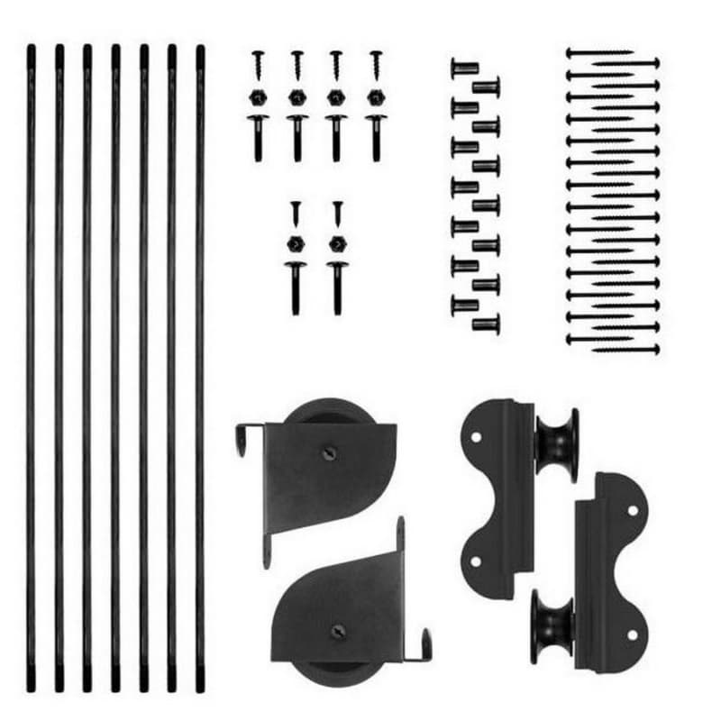 Contemporary Rolling Hook Ladder Hardware Kit for 16" Wide Library Ladder, Black Finish