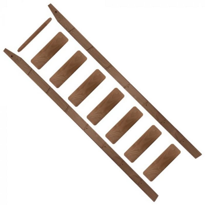 8' x 16" Wide Walnut Unassembled Library Ladder, Unfinished