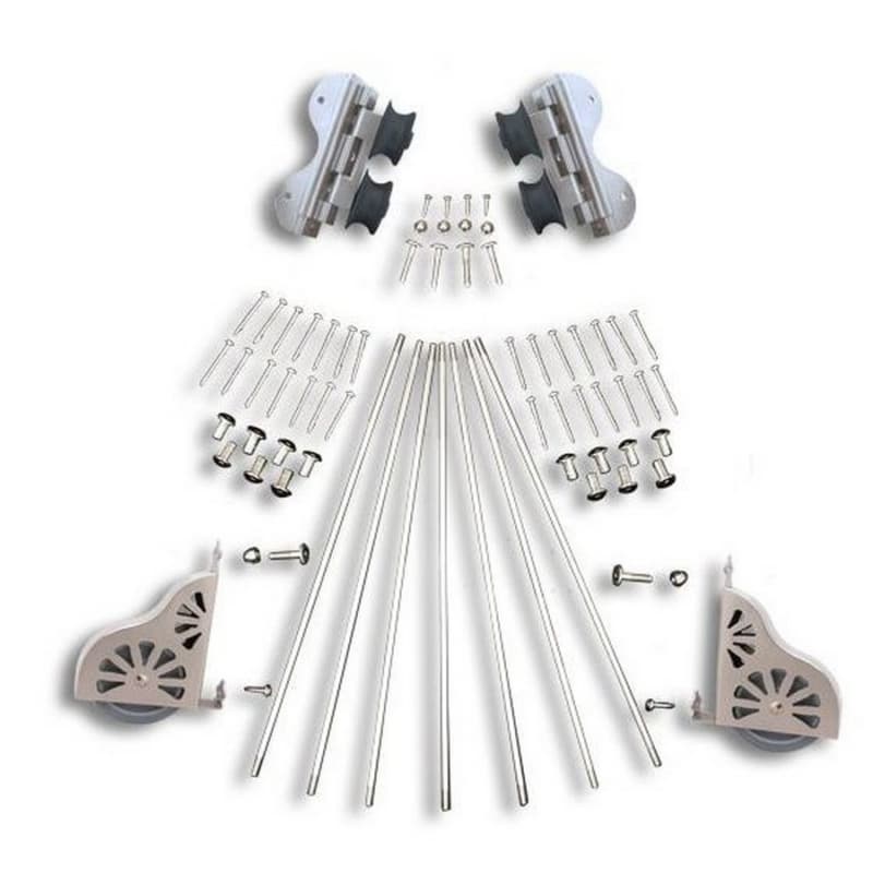 Swivel Rolling Hardware Kit for 16" Wide Library Ladder, Satin Nickel Finish