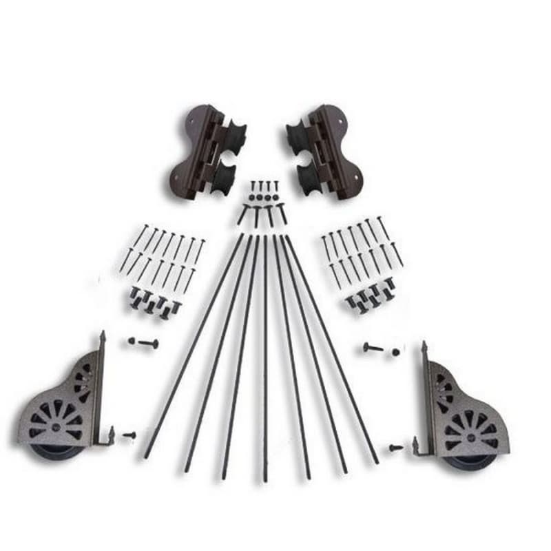 Swivel Rolling Hardware Kit for 16" Wide Library Ladder, Hammered Antique Brass Finish