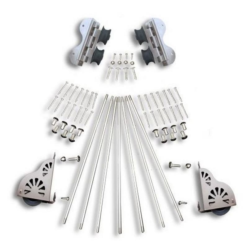 Swivel Rolling Hardware Kit with Brake for 16" Wide Library Ladder, Satin Nickel Finish