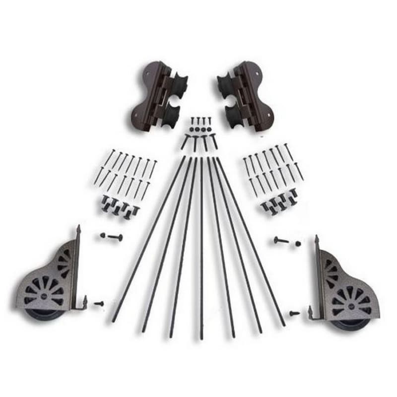 Swivel Rolling Hardware Kit with Brake for 16" Wide Library Ladder, Hammered Antique Brass Finish