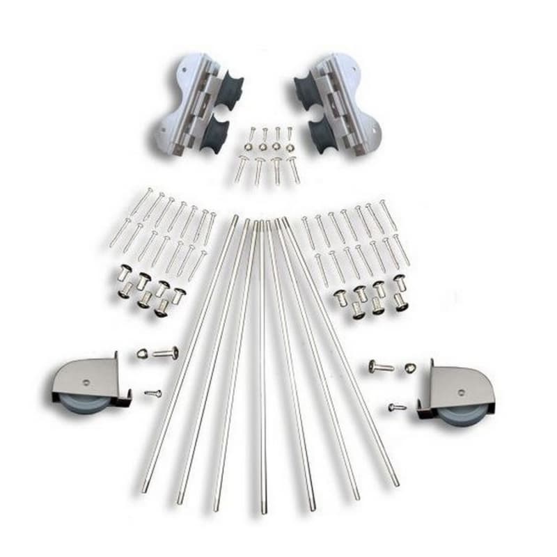 Contemporary Swivel Rolling Hardware Kit for 16" Wide Library Ladder, Satin Nickel Finish