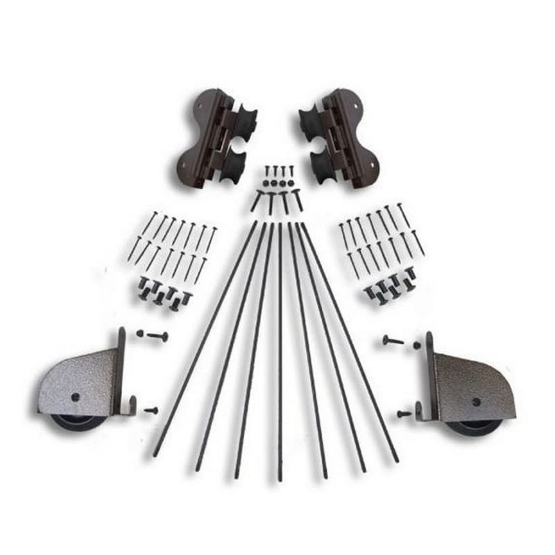 Contemporary Swivel Rolling Hardware Kit for 16" Wide Library Ladder, Hammered Antique Brass Finish