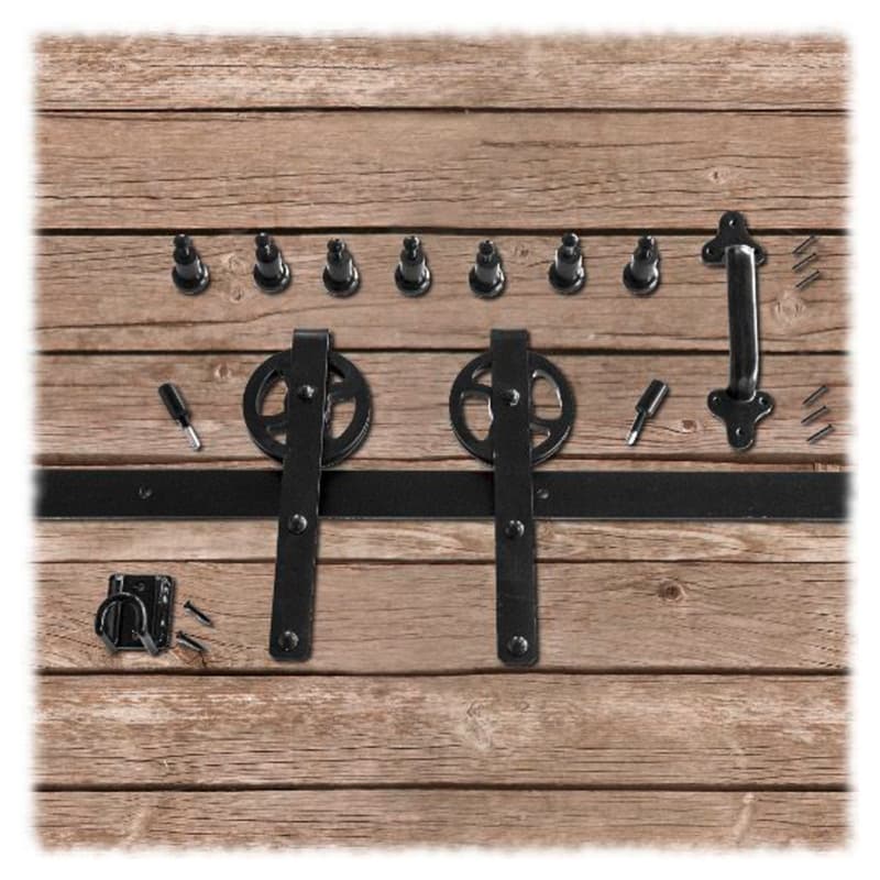 Heavy Duty Strap Hardware Kit for Rolling Barn Doors, Black