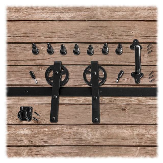 Heavy Duty Strap Hardware Kit for Rolling Barn Doors, Black