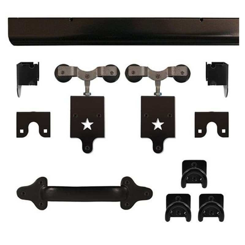 Heavy Duty Star Strap Hardware Kit for Rolling Barn Doors, Black