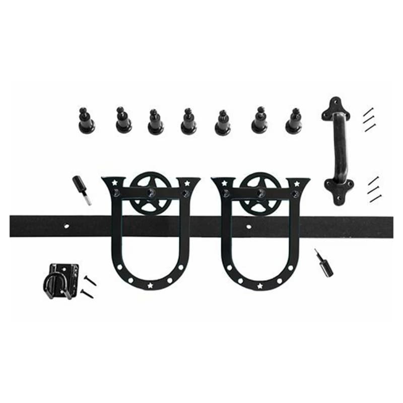 Mini Horseshoe Strap Hardware Kit for Rolling Barn Doors, Black