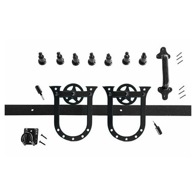 Mini Horseshoe Strap Hardware Kit for Rolling Barn Doors, Black