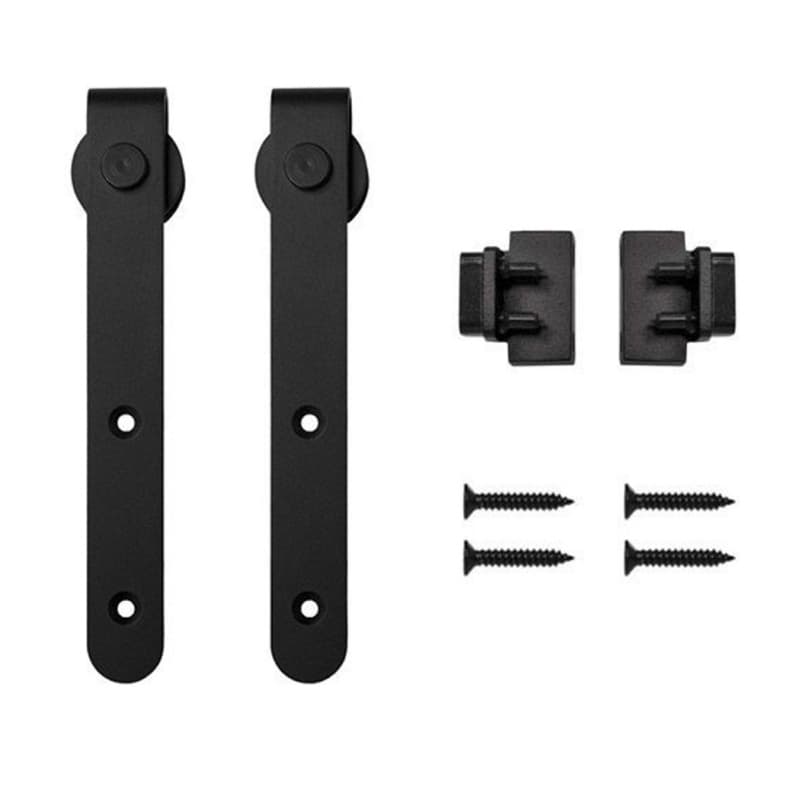 Hook Style Rolling Barn Door Hardware Kit without Rail, Black