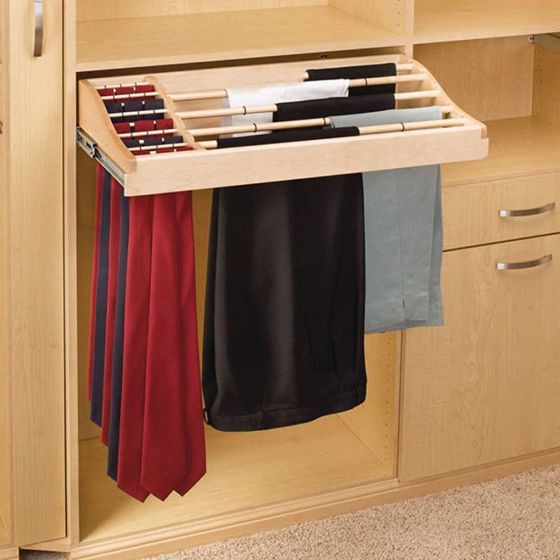 30" Wood Pant/Tie Rack, Maple Finish