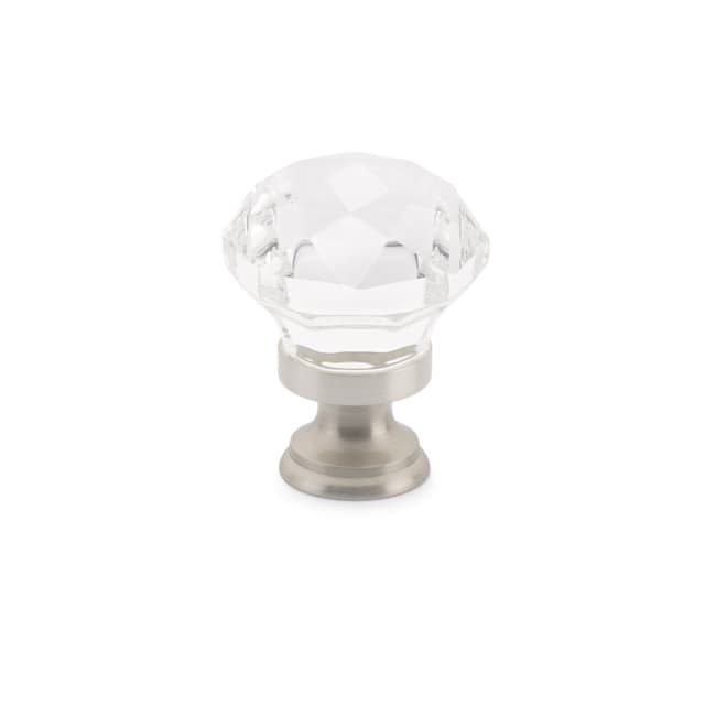 1-1/4" Diamond Glass Cabinet Knob, Satin Nickel