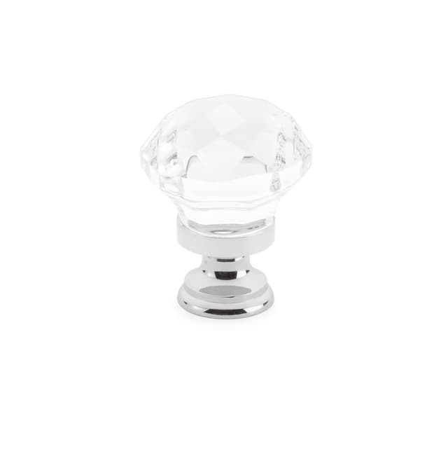 1-1/4" Diamond Glass Cabinet Knob, Polished Chrome