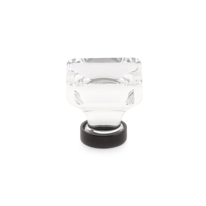 1-3/8" Lido Glass Cabinet Knob, Flat Black