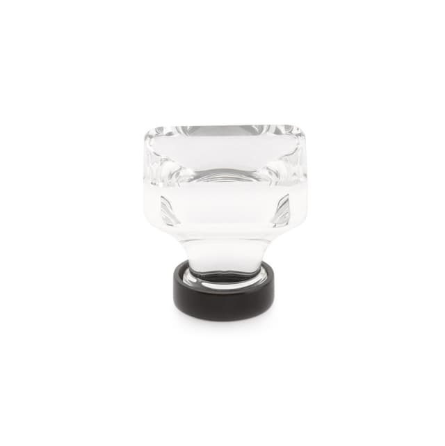 1-3/8" Lido Glass Cabinet Knob, Flat Black