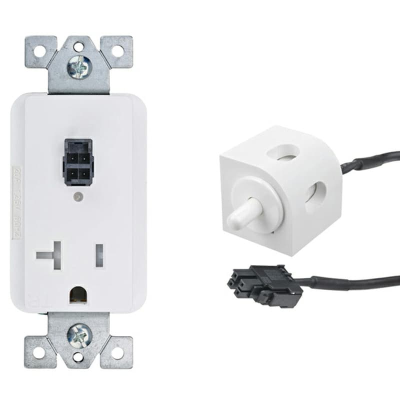 Docking Drawer 20-amp Safety Interlock Outlet with Corner Mount White Limit Switch Turns OFF Power