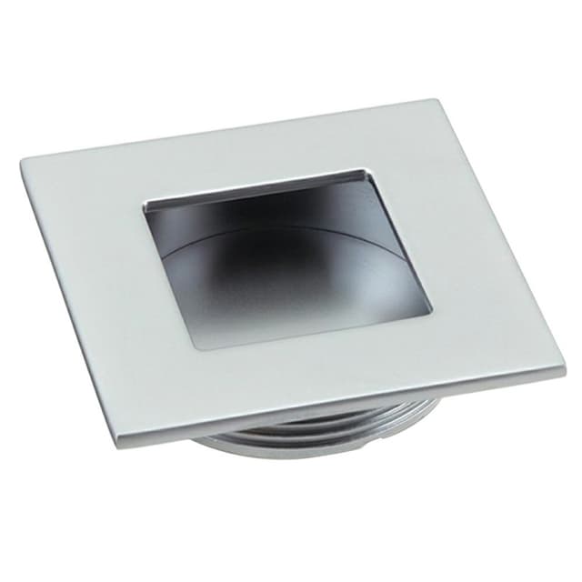 1-19/32" Large Square Frame Flush Pull, Matte Chrome