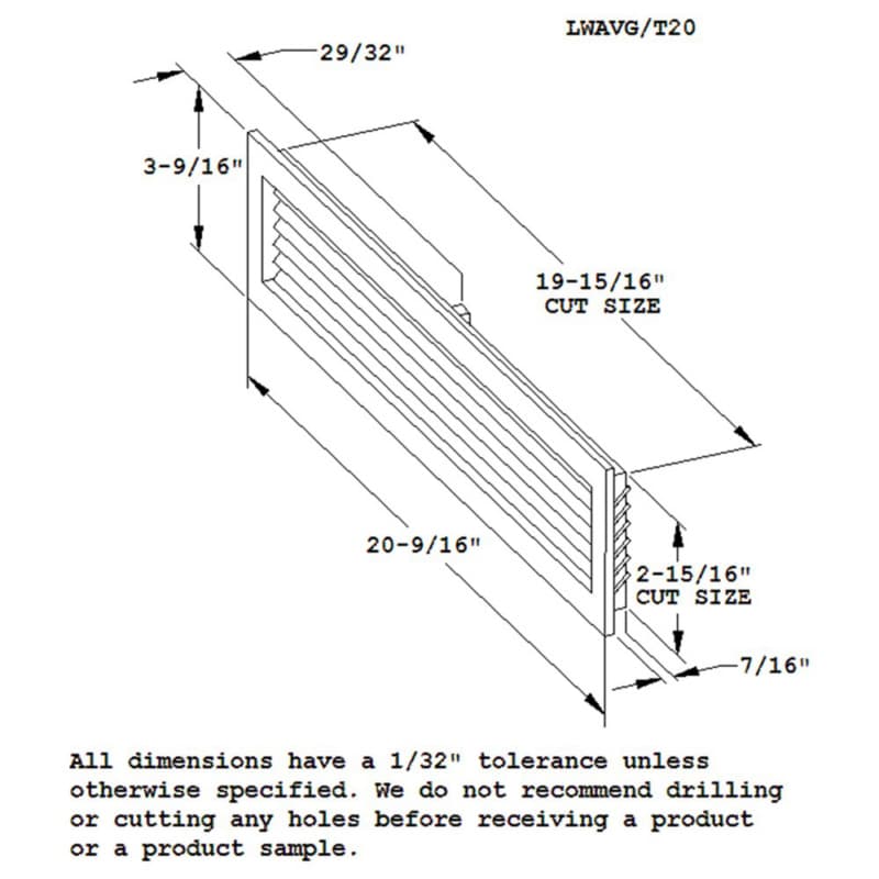20-9/16" Rectangular Air Vent Grille for 19-15/16" Hole, Cherry