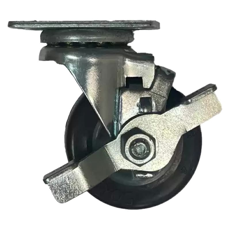 2" C-L Light Duty Gray Rubber Swivel Caster with Brake