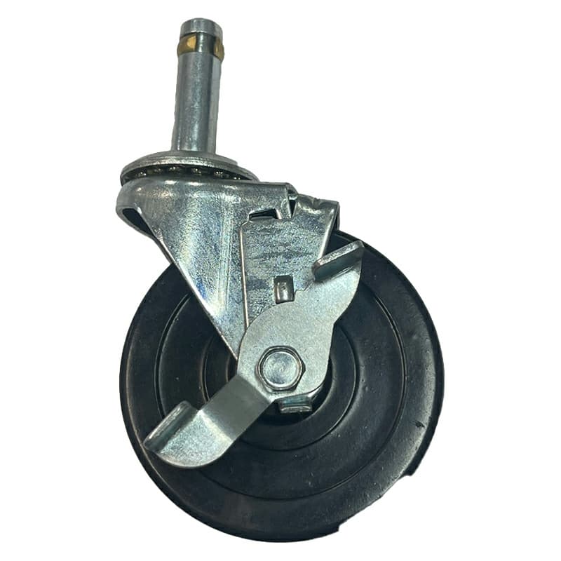 3" C-L Light Duty Hard Rubber Swivel Caster with Brake, 100lb Capacity