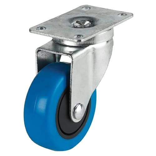 3-1/2" C-LM Medium Duty Thermoplastic Rubber Blue Swivel Caster