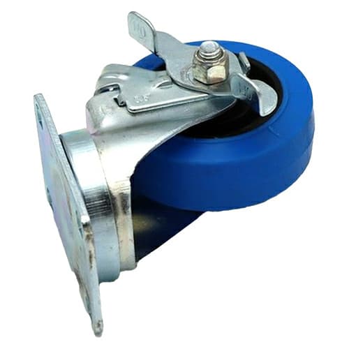 3-1/2" C-LM Medium Duty Thermoplastic Rubber Blue Swivel Caster with Brake