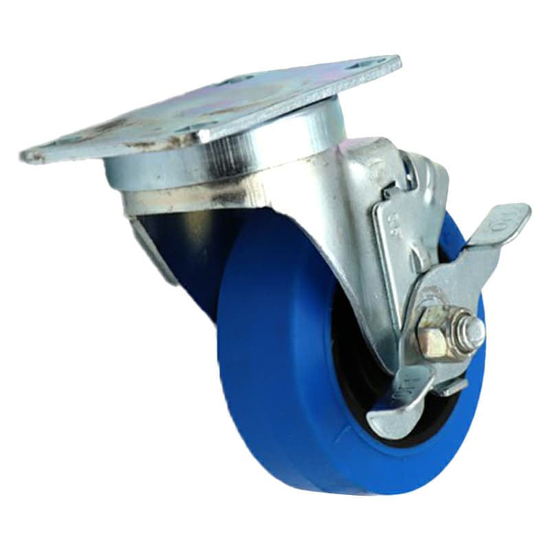 3" C-LM Medium Duty Thermoplastic Rubber Blue Swivel Caster with Brake