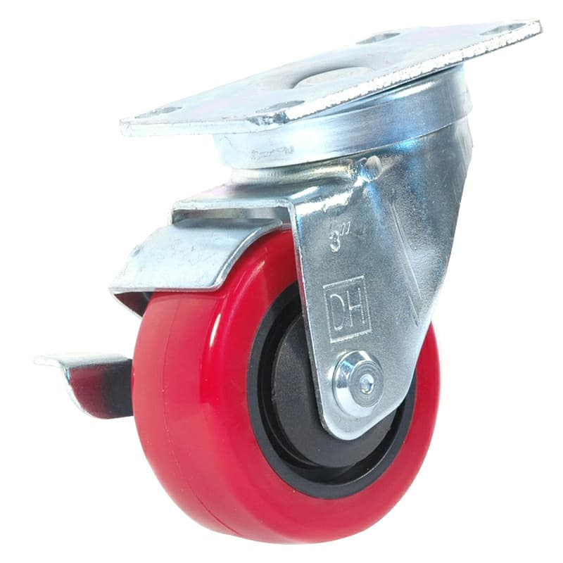 3" C-LM Medium Duty Polyurethane Swivel Caster with Brake