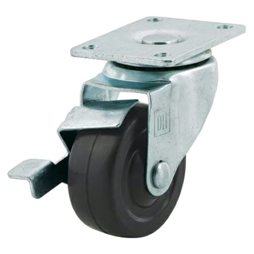 3" C-LM Light-Medium Duty Rubber Swivel Caster with Brake
