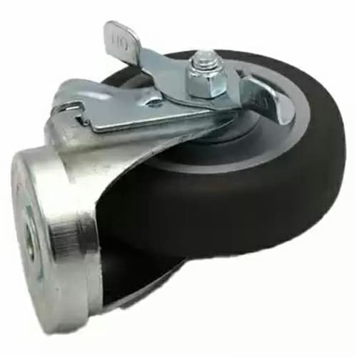 4" C-LM Medium Duty Gray Thermoplastic Rubber Swivel Caster with Brake