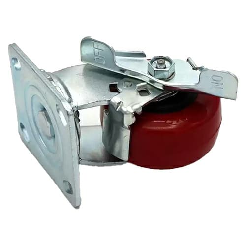 4" C-MHD Medium Duty Non-Marking Red Polyurethane Swivel Caster with Brake