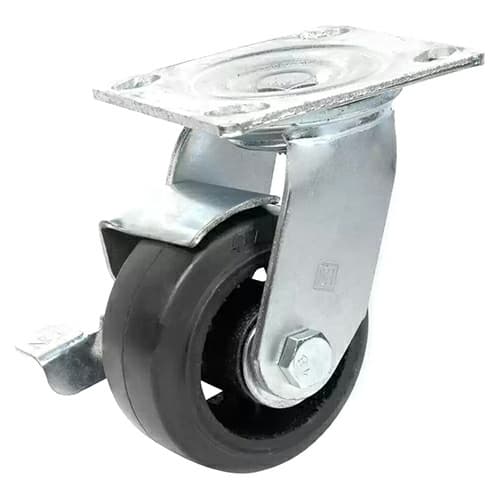 4" C-MHD Heavy Duty Mold-On Rubber Swivel Caster with Brake